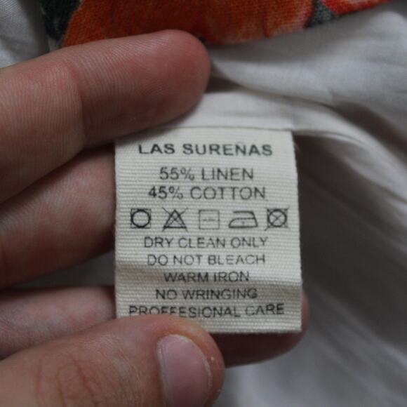 Las Surenas Blazer Women Large Tropical Floral Print Linen Blend Jacket Colorful - Picture 7 of 10